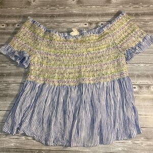 Hem & Thread Multicolor Off-Shoulder Blouse